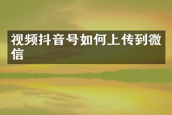 视频抖音号如何上传到微信