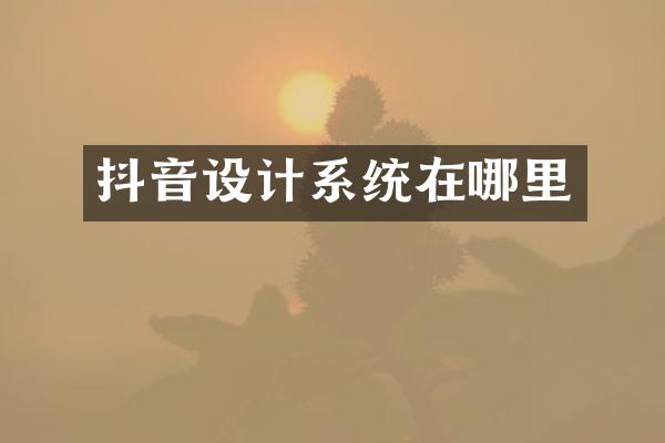 抖音设计系统在哪里