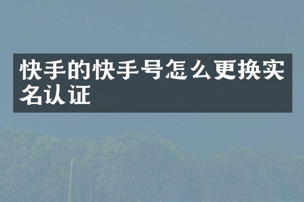 快手的快手号怎么更换实名认证