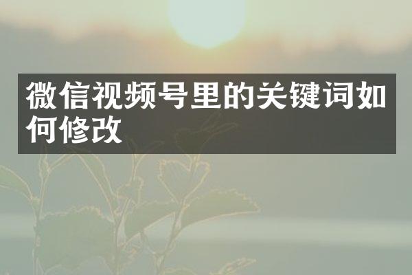 微信视频号里的关键词如何修改