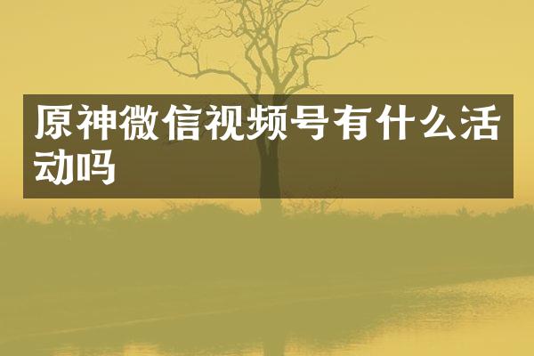 原神微信视频号有什么活动吗