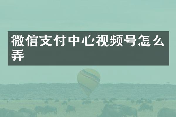微信支付中心视频号怎么弄