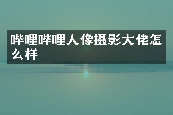 哔哩哔哩人像摄影大佬怎么样