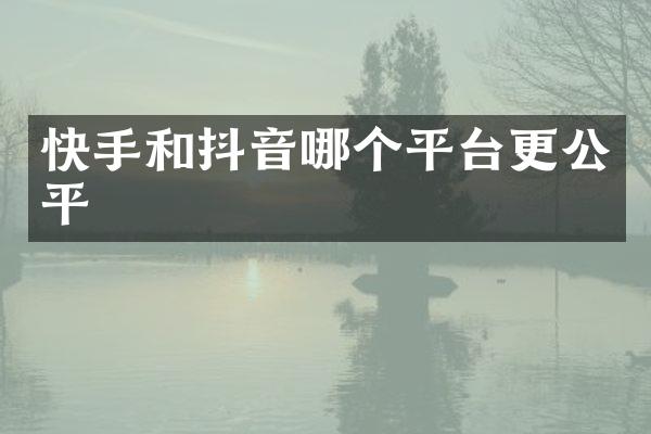 快手和抖音哪个平台更公平
