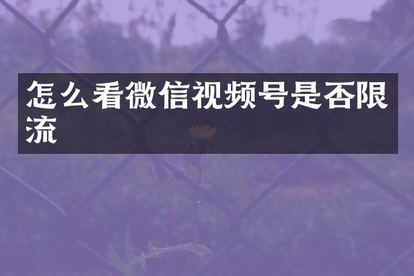 怎么看微信视频号是否限流