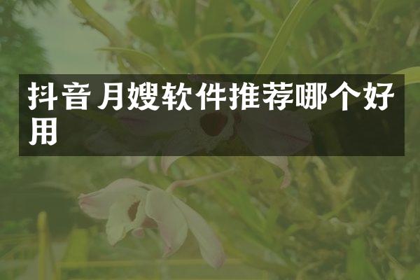抖音月嫂软件推荐哪个好用