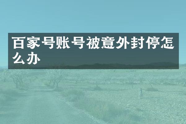 百家号账号被意外封停怎么办