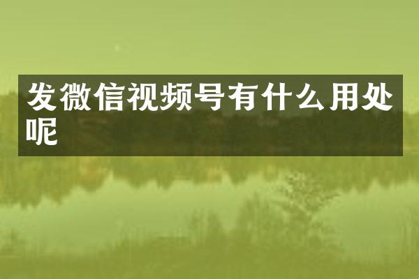 发微信视频号有什么用处呢