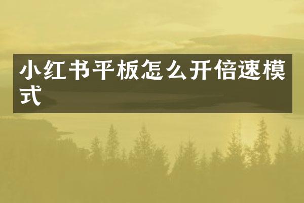 小红书平板怎么开倍速模式