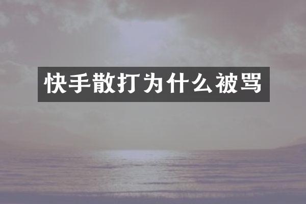 快手散打为什么被骂