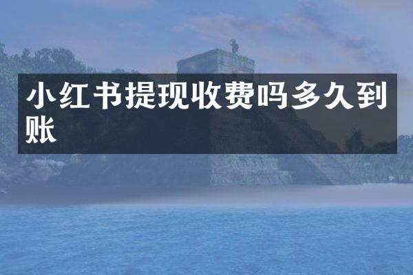 小红书提现收费吗多久到账