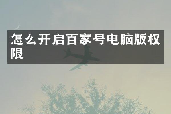 怎么开启百家号电脑版权限