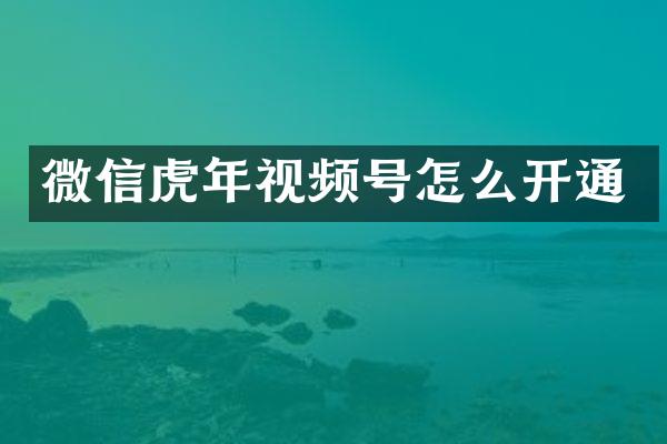 微信虎年视频号怎么开通