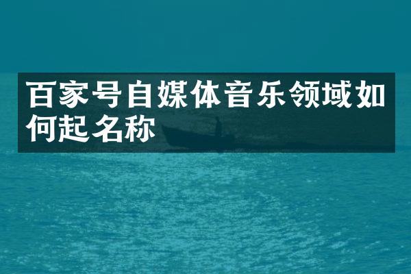 百家号自媒体音乐领域如何起名称