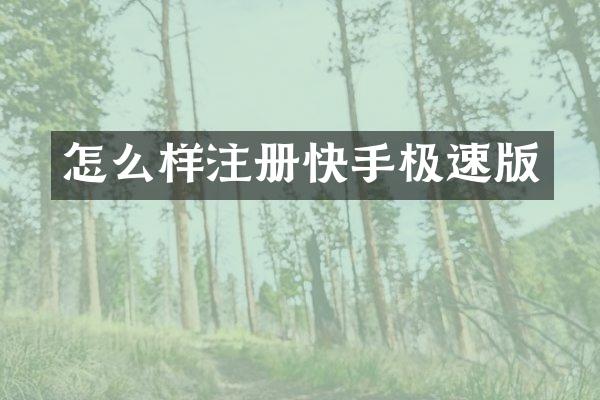 怎么样注册快手极速版