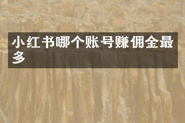 小红书哪个账号赚佣金最多