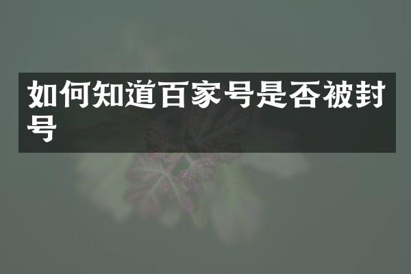 如何知道百家号是否被封号