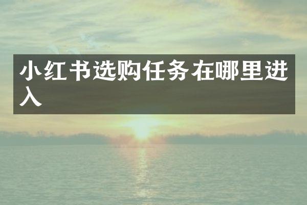 小红书选购任务在哪里进入