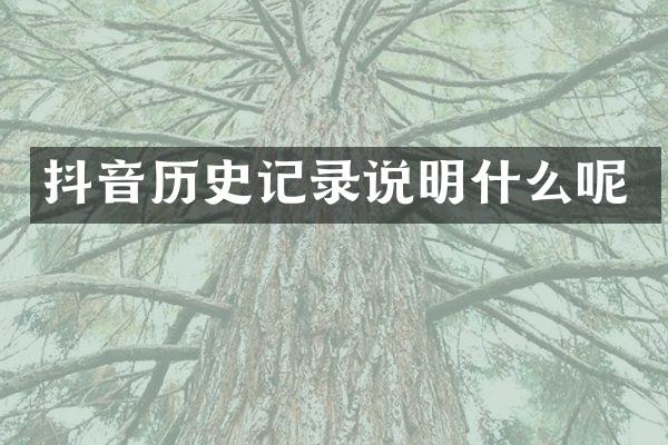 抖音历史记录说明什么呢