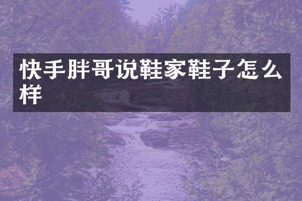 快手胖哥说鞋家鞋子怎么样