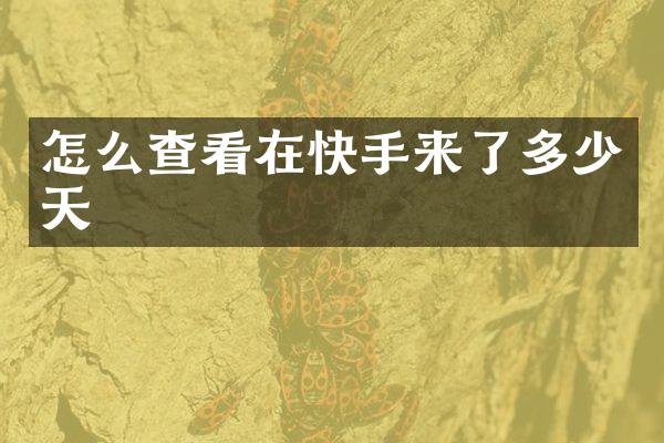 怎么查看在快手来了多少天