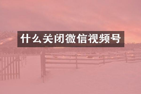 什么关闭微信视频号