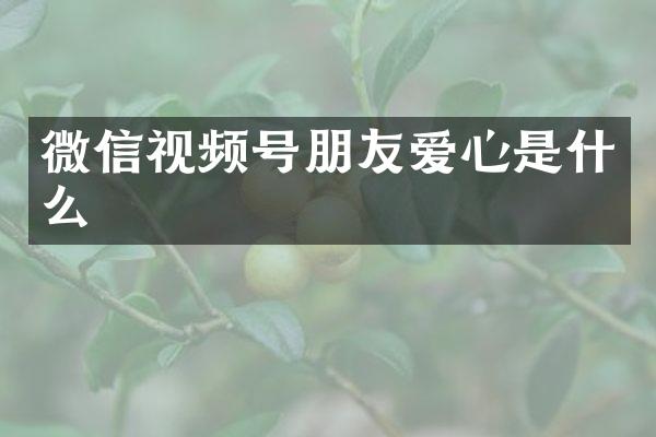 微信视频号朋友爱心是什么