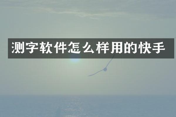 测字软件怎么样用的快手