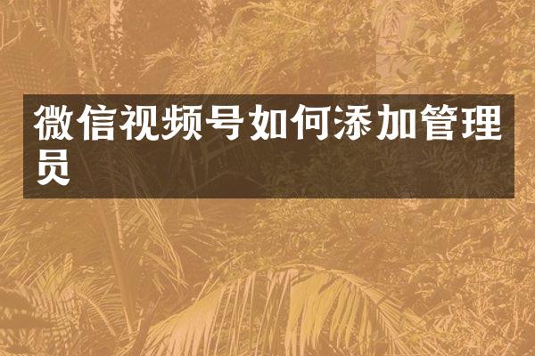 微信视频号如何添加管理员