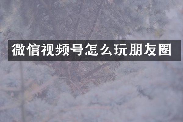 微信视频号怎么玩朋友圈