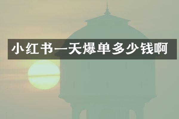 小红书一天爆单多少钱啊