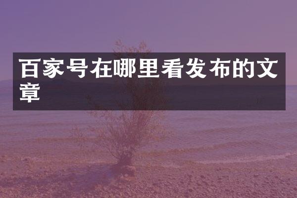 百家号在哪里看发布的文章