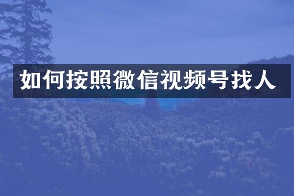 如何按照微信视频号找人