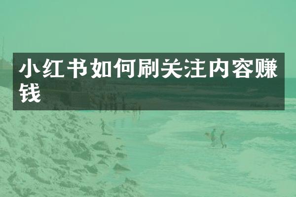 小红书如何刷关注内容赚钱
