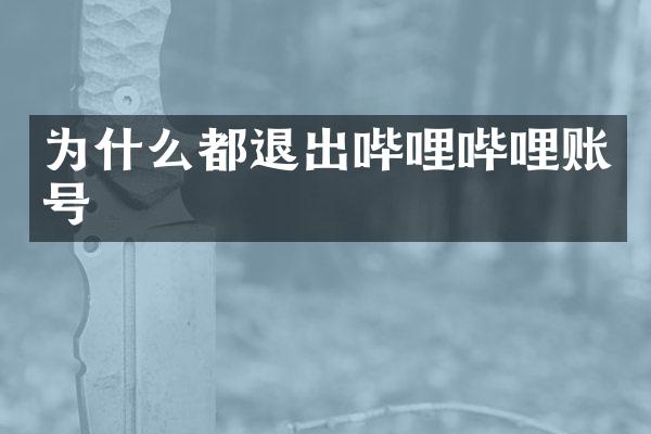 为什么都退出哔哩哔哩账号