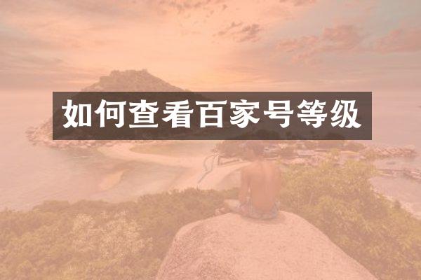 如何查看百家号等级