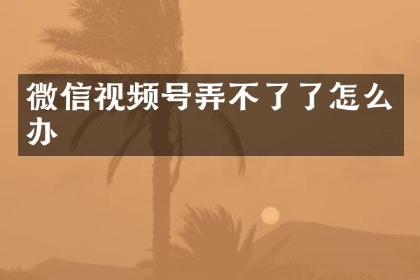 微信视频号弄不了了怎么办