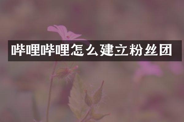 哔哩哔哩怎么建立粉丝团