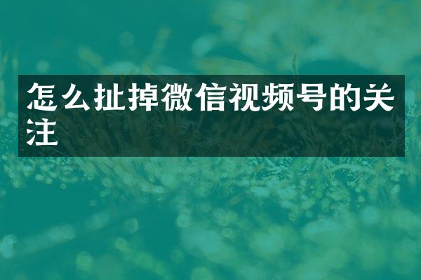 怎么扯掉微信视频号的关注