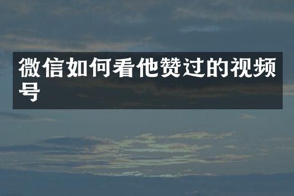 微信如何看他赞过的视频号