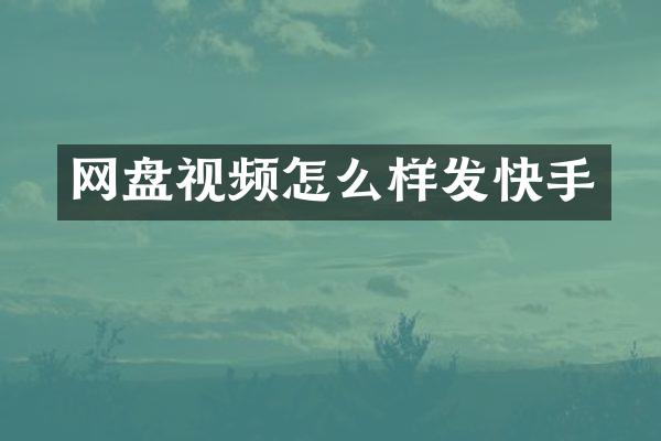 网盘视频怎么样发快手