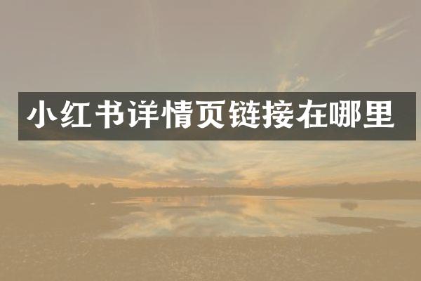 小红书详情页链接在哪里