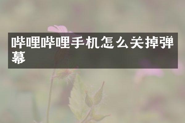 哔哩哔哩手机怎么关掉弹幕