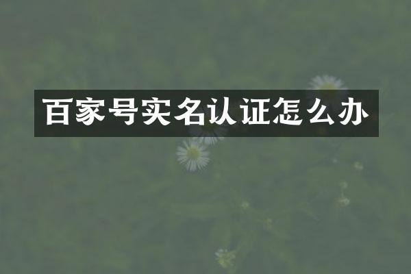 百家号实名认证怎么办
