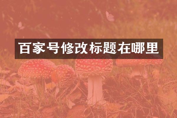 百家号修改标题在哪里