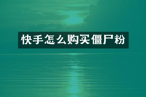 快手怎么购买僵尸粉