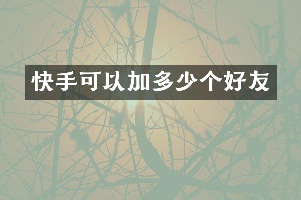 快手可以加多少个好友