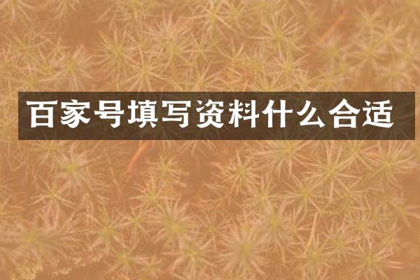百家号填写资料什么合适
