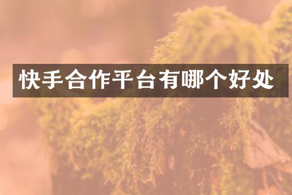 快手合作平台有哪个好处