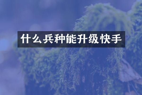 什么兵种能升级快手